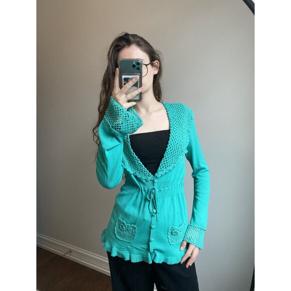 Teal Green Nanette Lapore Cardigan Size Large - Picture 10 of 10